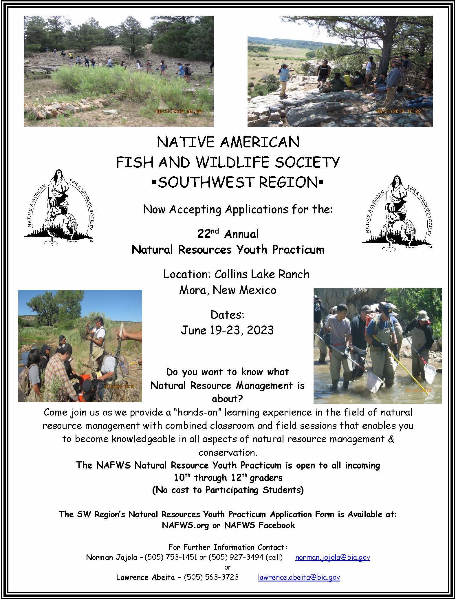 Flyer for Native American Fish and Wildlife Society